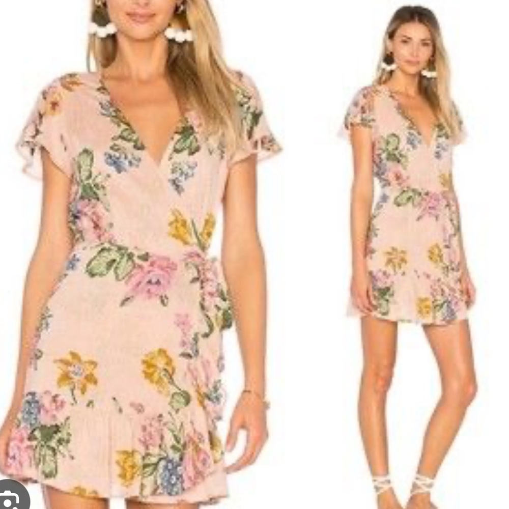 Auguste the label Delilah Floral Wrap mini Dress in blush